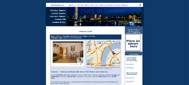 Flatsinlondon.com's website: property detail page