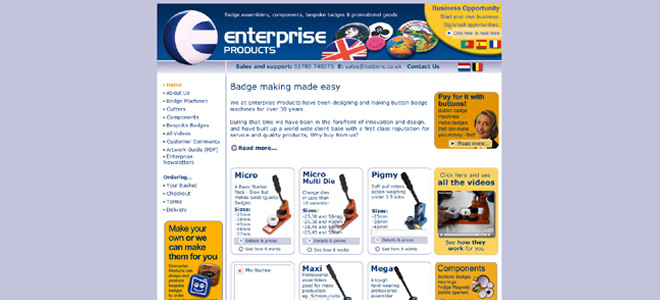 Enterprise Products's website: badge machines menu