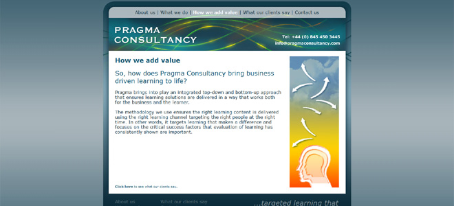 Pragma Consultancy's website: how we add value page