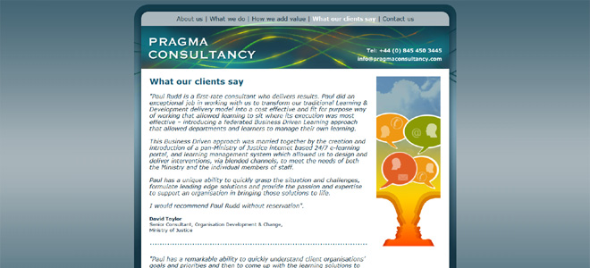 Pragma Consultancy's website: what our clients say